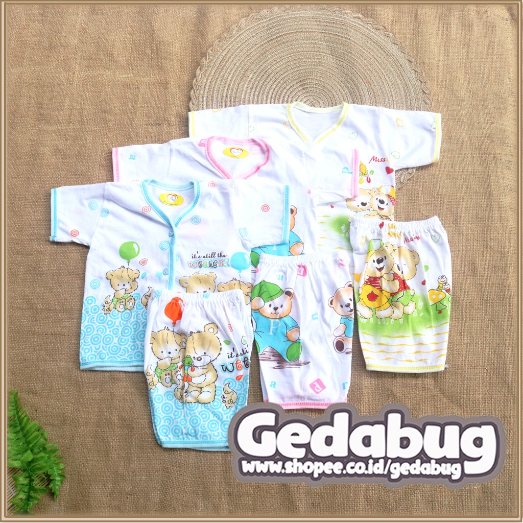 3 Setel - Setelan Pendek Bayi Ikyu Love | Baju Pendek + Celana Pendek Bayi