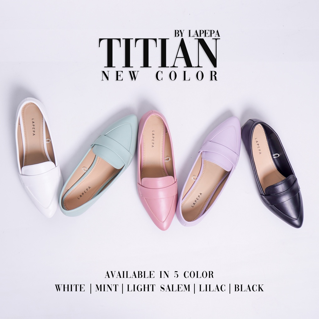 Adarastore - Lapepa TITIAN Sepatu Flat Wanita Casual Flatshoes Kerja Lancip Ballerina Dari Kulit Kekinian