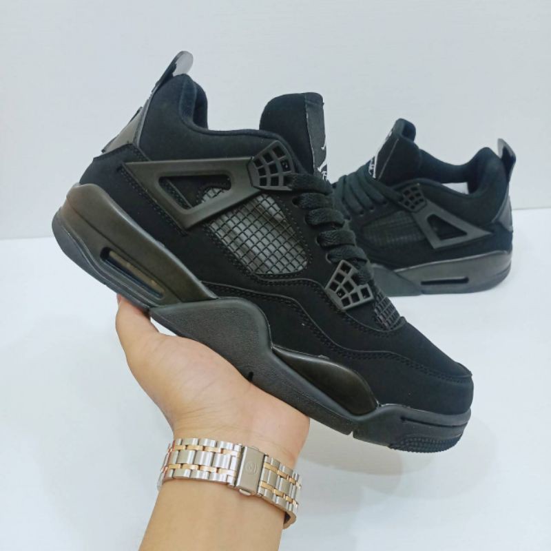 SEPATU NIKE AIR JORDAN RETRO 4 ALL BLACK PULL HITAM