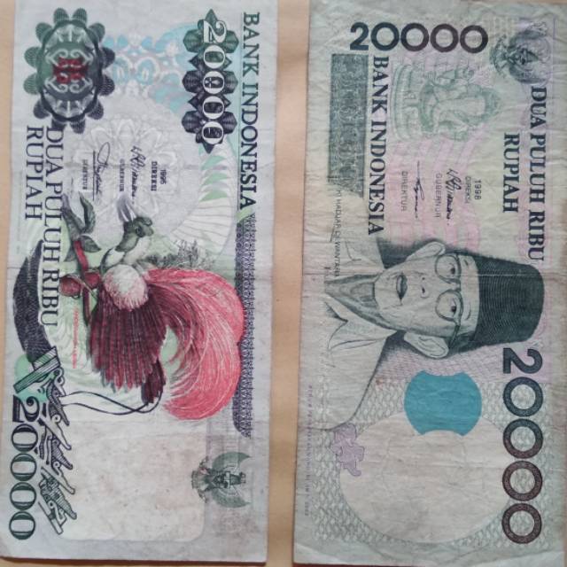 Uang kuno 20000 rupiah Cendrawasih 1995 Ki Hajar Dewantara 1998