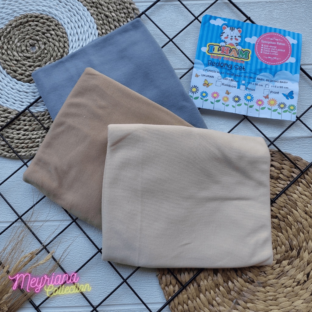 3 Pcs Bedong Bayi Baru Lahir Seri Coklat Kombinasi Abu Alas Tidur Bayi Selimut Bayi Newborn Meyriana Collectioan