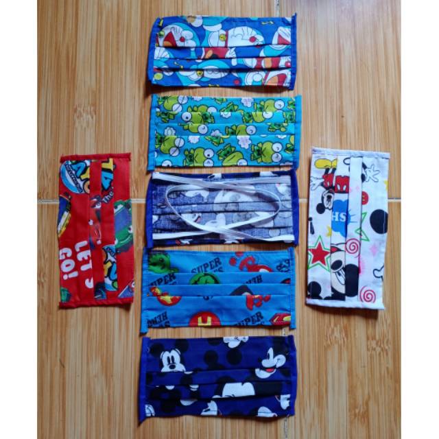 Masker kain motif lucu karakter kartun karet hijab Masker kain motif lucu karakter kartun karet hijab