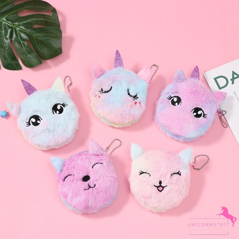 Tempat Dompet Koin Unicorn Bahan Bulu Halus Anak Kado Perempuan