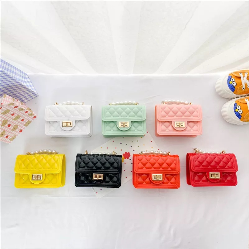 *ALIBABA1688* TAS JELLY GLOSSY SLING BAG WANITA MATTE KOTAK DIAMOND MOTIF MUTIARA IMPORT