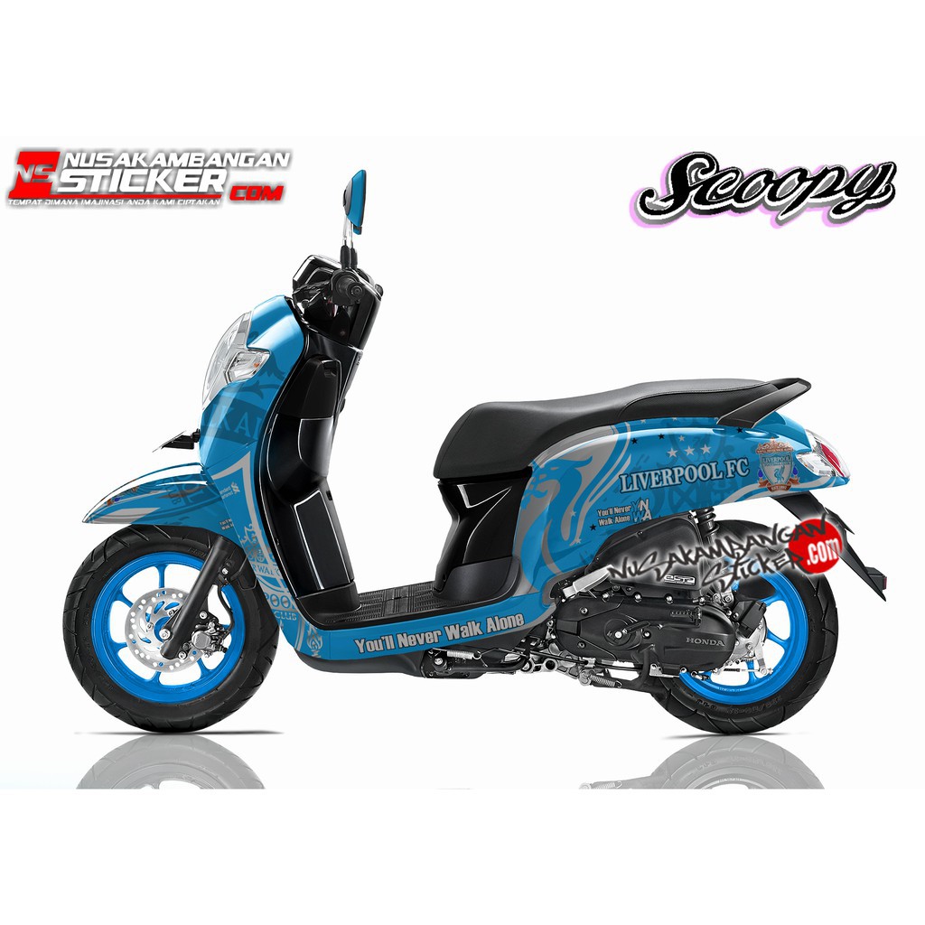 Decal Stiker Motor Honda Scoopy Full Body Racing Team Liperpool Biru Sticker Custom Variasi Motif Ka