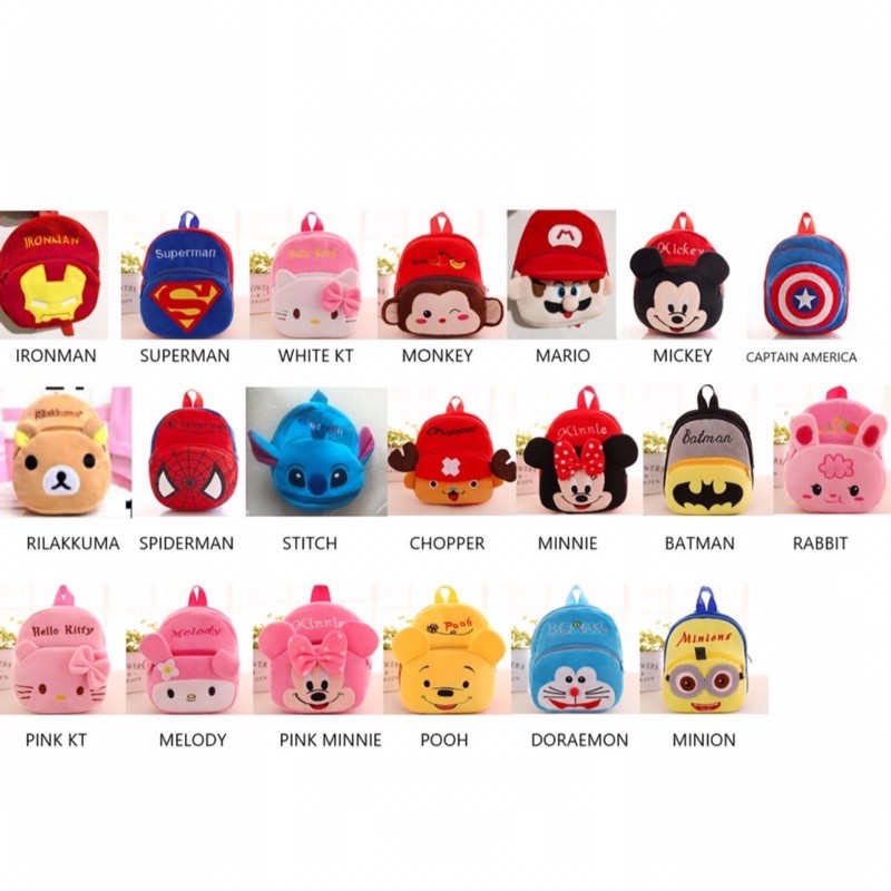 TAS KARAKTER ANAK PAUD TK RANSEL Kartun Bagpack Mini Lucu Cartoon