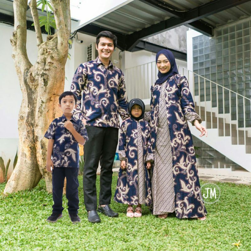 Couple Gamis Famili Batik Keluarga ,Sarimbit Ibu Ayah Dan Anak, Baju Couple Batik Murah Seragam