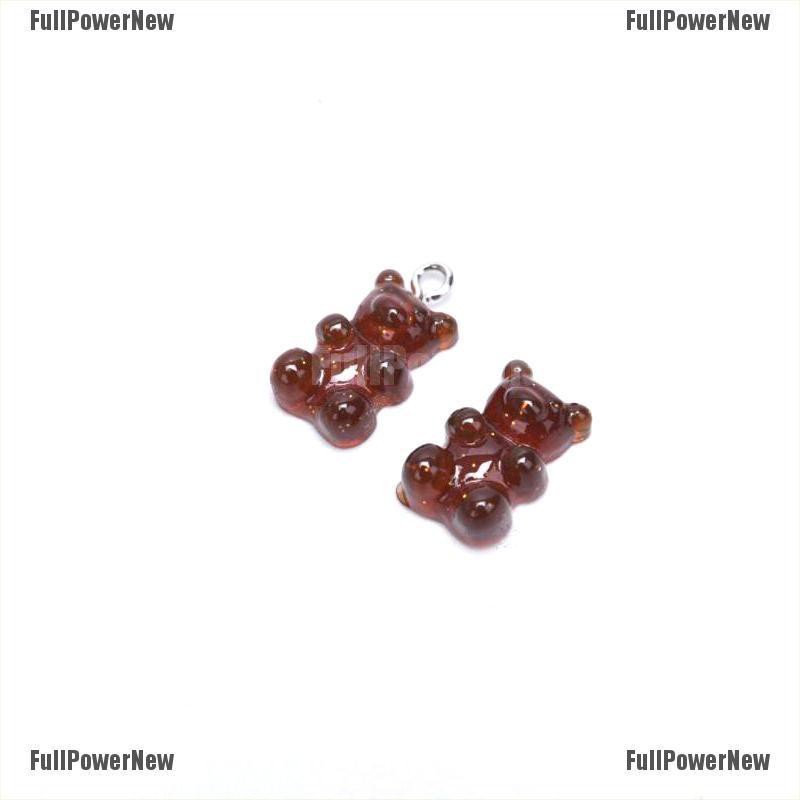 [FULLのJY] 10Pcs/Set  Acrylic Candy Color Bear Charms Pendants DIY Jewelry Making Craft