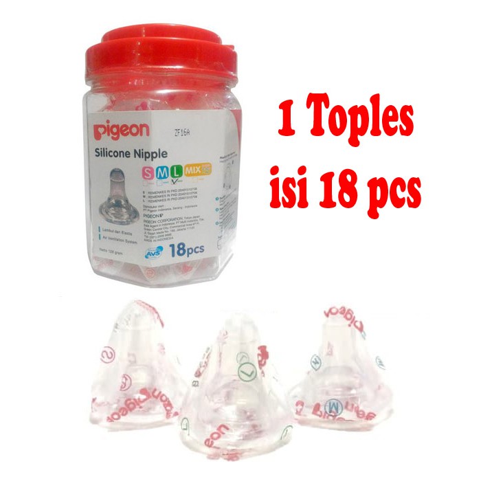 Dot Silicone Nipple Pigeon Ukuran S M L 1 Toples isi 18pcs