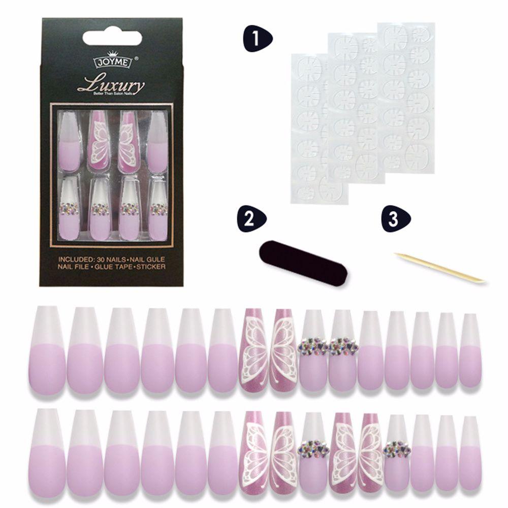 Mxbeauty Kupu-Kupu Kuku Palsu Wearable Handmade Detachable Nail Extension Press on Full Cover DIY Nail Art Dekorasi