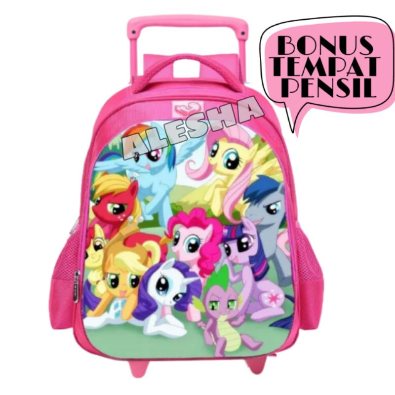 COD-Tas Anak Perempuan Troli anak ,Tas Troli Anak tas dorong anak tas roda Little Pony ,Frozen ,LOL tas troly anak