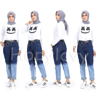 Promo hopy HOPYLOVY Celana  Boyfriend  Jeans Wanita Gradasi 