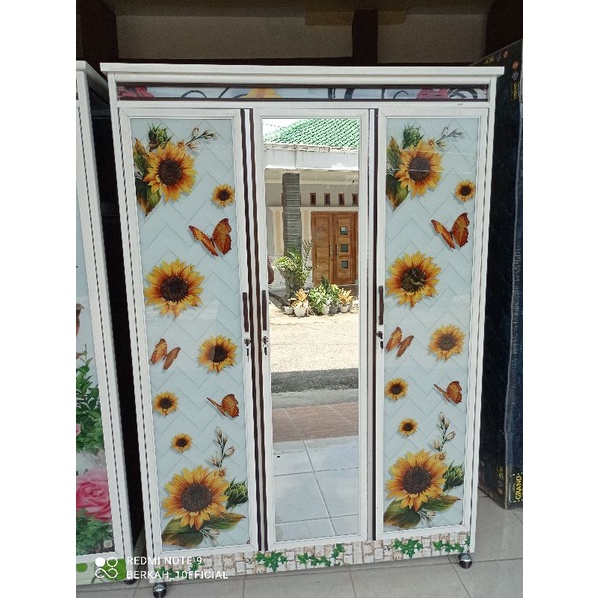 Lemari Pakaian Kaca Pintu 3 Gantung dan susun khusus kebumen