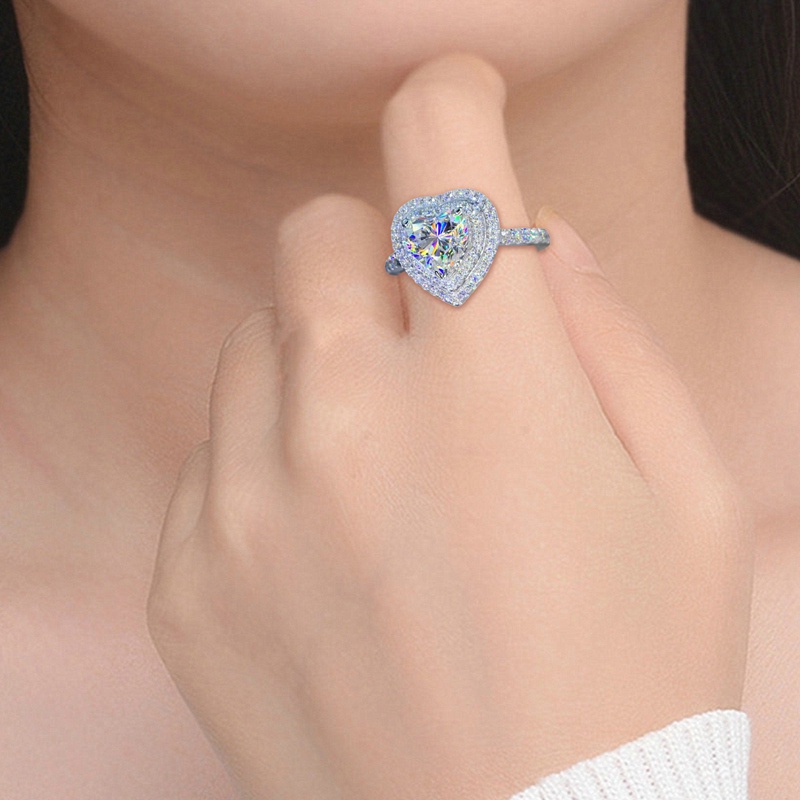 Fancyqube Cincin Cubic Zirconia Bentuk Hati Untuk Wanita