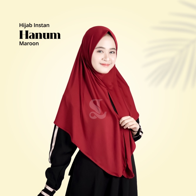 HIJAB INSTAN JERSEY/ JILBAB BEREGO JERSEY PREMIUM HANUM 3 IN 1 MAROON/MERAH  - LINSSI HIJAB