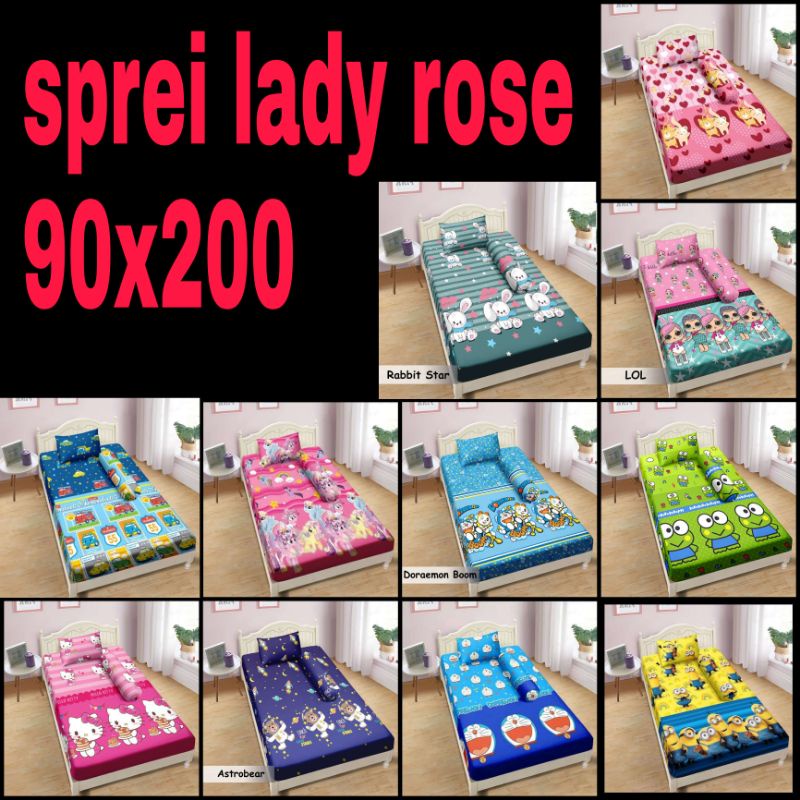 Sprei lady rose 90x200 motif dewasa/karakter/bola