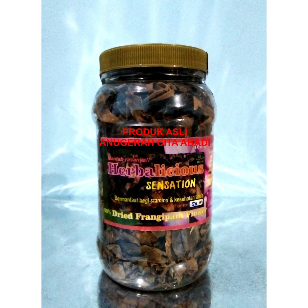 

Teh Bunga Kamboja Kering Herbalicious Sensation Pure Dried Frangipani Flower Tea 50gr Toples Plastik