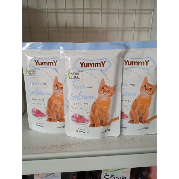 Yummy Cat Sachet Kitten Tuna With Salmon 85G / Makanan Kucing Pouch Yummy Cat Kitten Tuna With Salmon Sachet