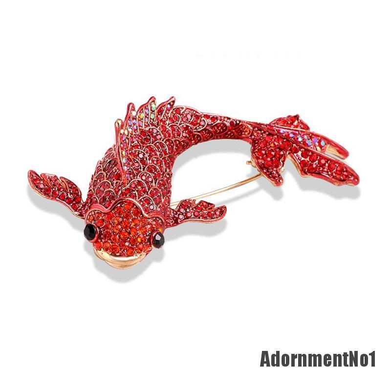 (Adornmentno1) 1pc Bros Pin Enamel Bentuk Ikan Mas Merah Untuk Wanita