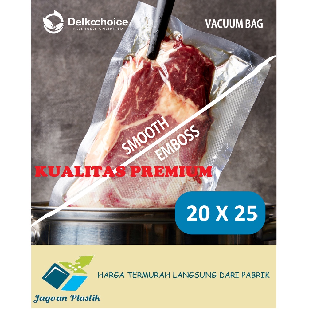 PLASTIK VACUUM VACUM VAKUM MAKANAN EMBOSS/ POLOS PREMIUM 20 CM X 25 CM