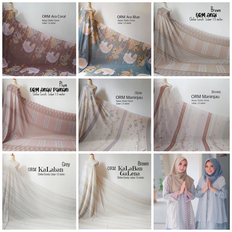 Mb Kain ORM Ori Ria Miranda: Ara Blue, Ara Coral, Maninjau Olive, Maninjau Brown, Anai, Painan,