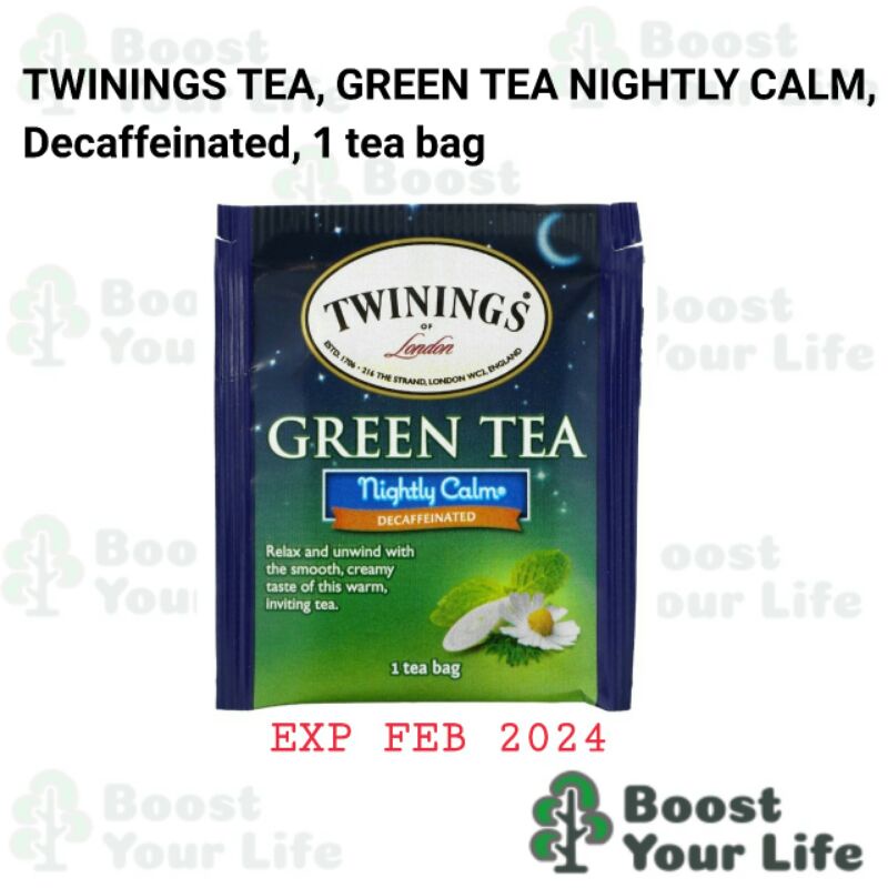 

TWININGS TEA, GREEN TEA NIGHTLY CALM, Decaffeinated, 1 tea bag