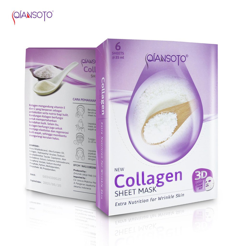 QIANSOTO Collagen Sheet Mask Box (6 Sheet)