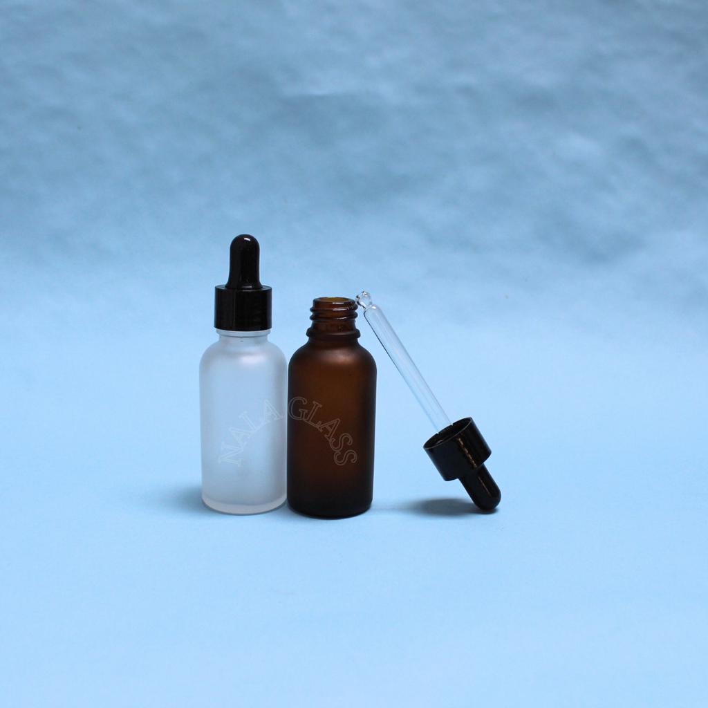 BOTOL PIPET 30ML KACA FROSTED /BOTOL SERUM 30ML RING HITAM SMOOTH