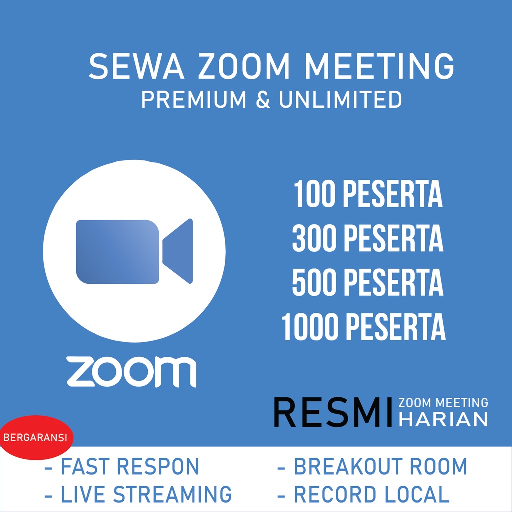 [PROMO] SEWA HARIAN ZOOM MEETING 100 300 PESERTA TERMURAH UNLIMITED