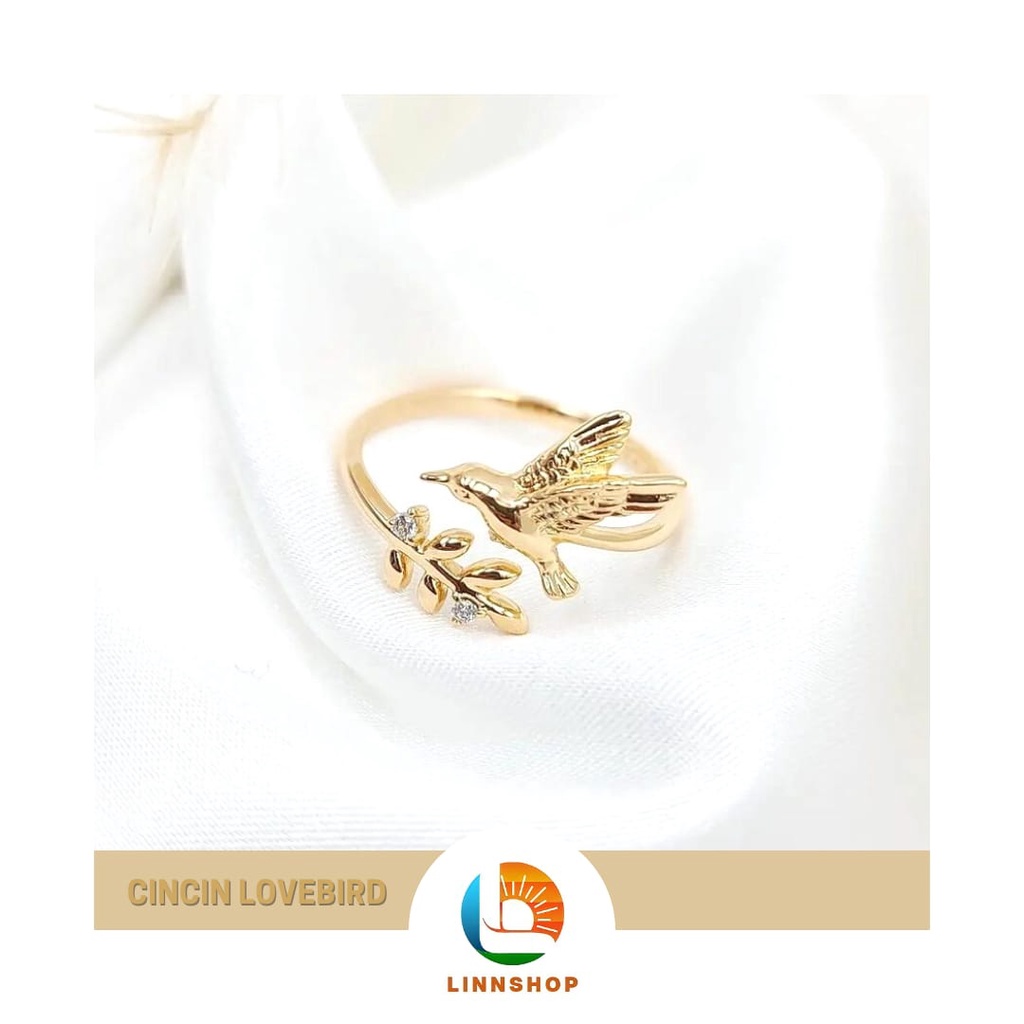 Cincin Lovebird Diamond Gold 18K / Cincin Premium Viral Lapis Emas Gold Diamond