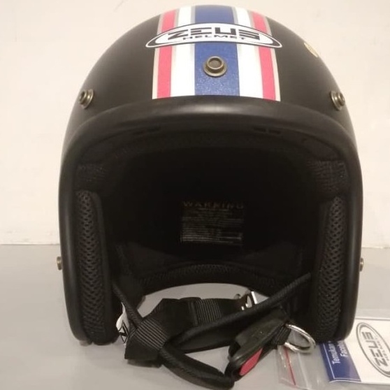 ZEUS ZS 385C MBLK K63 RED I HELM MOTOR HALF FACE RETRO