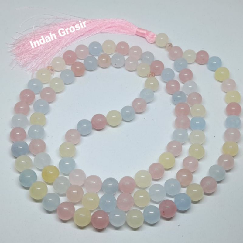 TASBIH MORGANITE / 99 BUTIR / 10 MM ASLI NATURAL