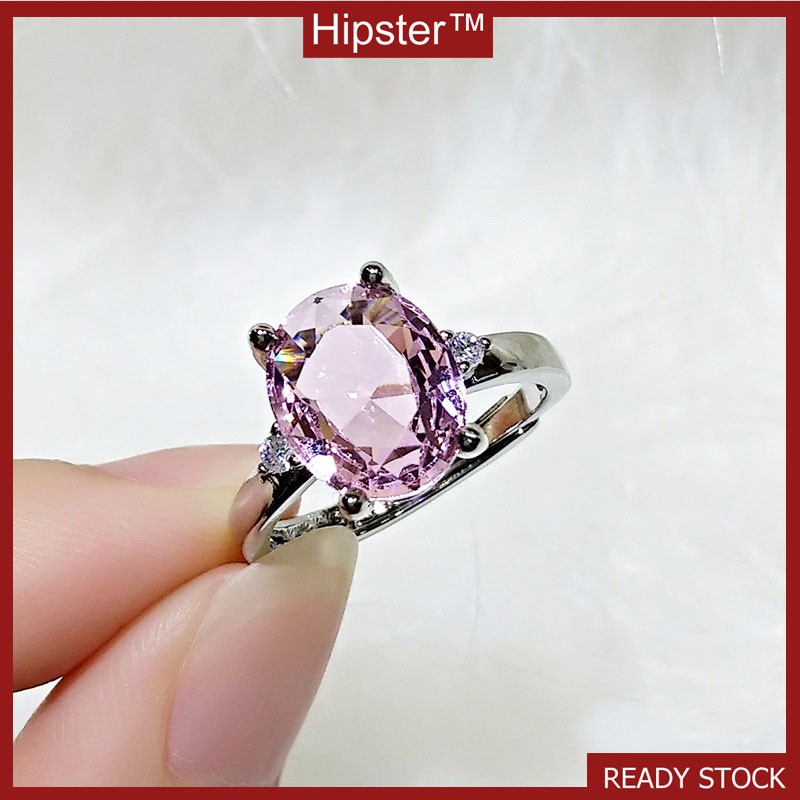 New Hot Sale Simple Fashion Elegant Inlaid Pink Crystal Ring