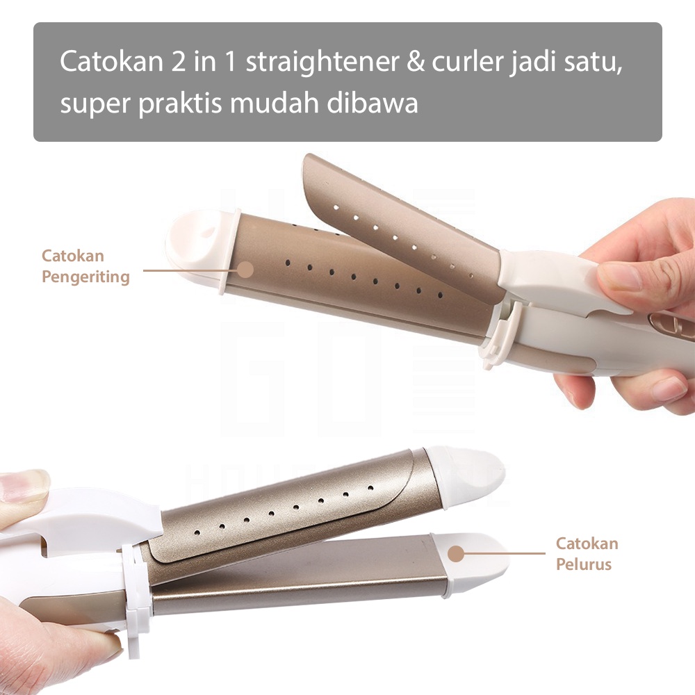 HUGO Catokan Rambut Pengeriting Rambut 2 in 1 Hair Straightener Multifunction Premium Quality