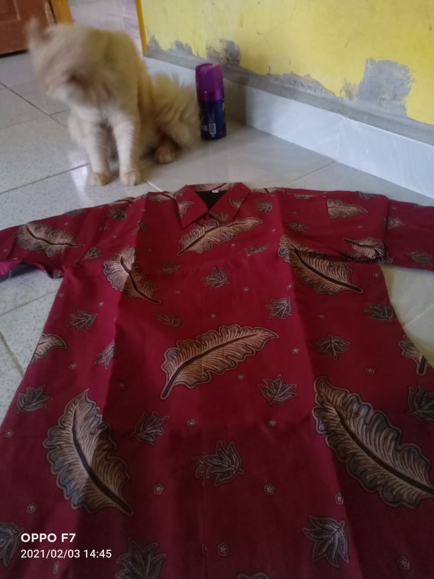 Batik Solo Kemeja Batik Pendek Dedaun Merah Sm Batiksoloamanah 130.000