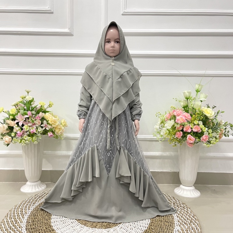 Set gamis anak BRUKAT PUTRI DUYUNG ceruty full furing