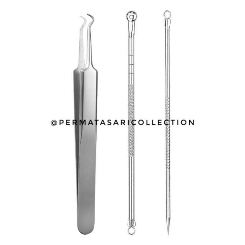 Alat Pebcabut Pinset Pencetan Jerawat Komedo 2 3 Set Acne Removal Remover Face Care Tool Pimple Needle Kit