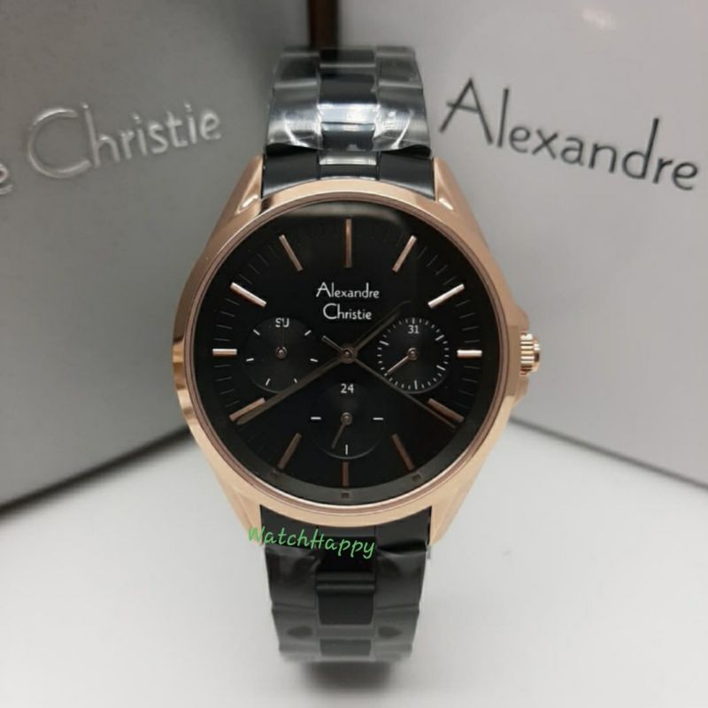 Alexandre Christie AC 2890 BF AC2890 BF 2890BF 2890 BF Ladies Black Rose Gold Sport 100% Original