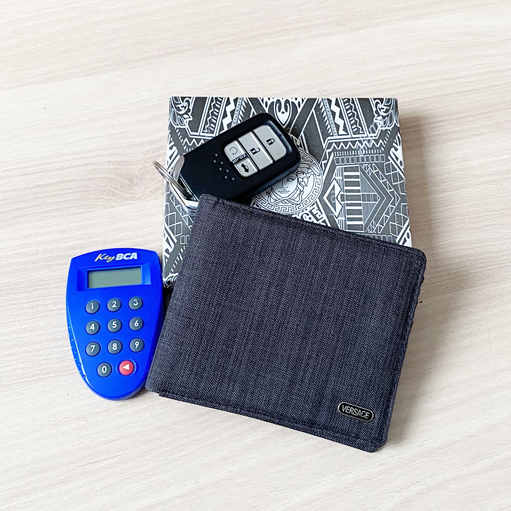 SHOPEE 6.6 SUPER SALE!! Vercase Dompet Pria V33 Dompet Kulit Kanvas - Black