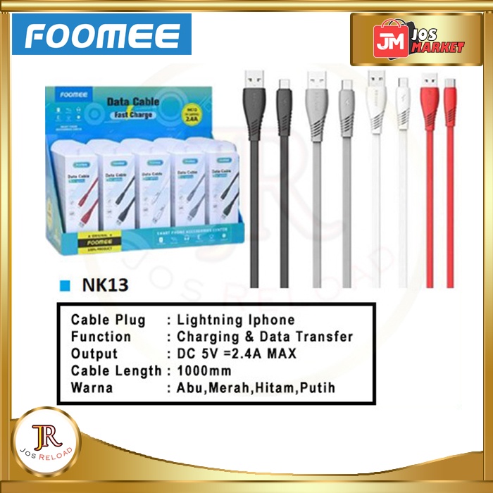 Kabel Data Iphone FOOMEE NK13 Lightning Fast Charger 2.4A