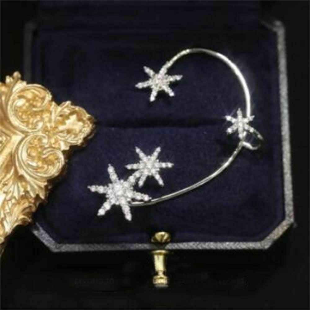 1pc Anting Klip Tanpa Tindik Bentuk Snowflake Untuk Wanita