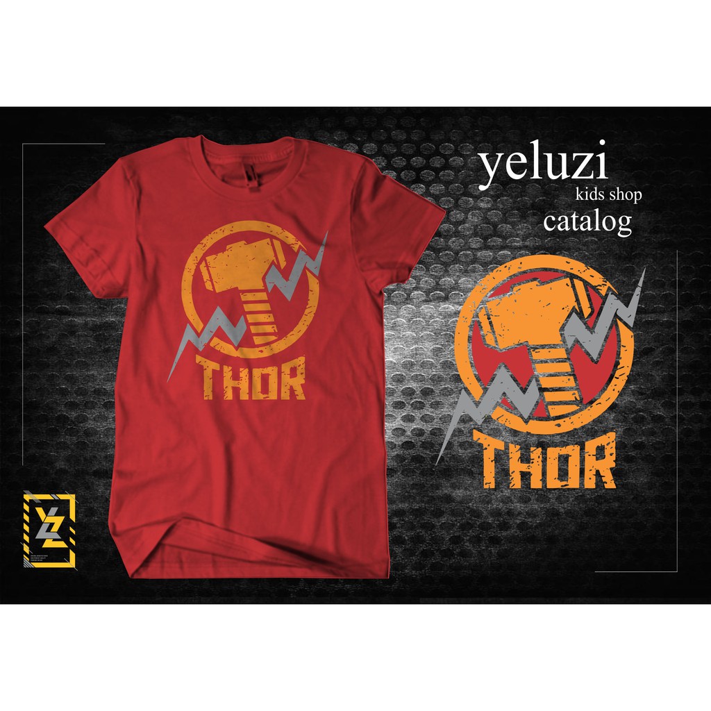 Kaos Baju anak oblong karakter Thor merah yeluzi