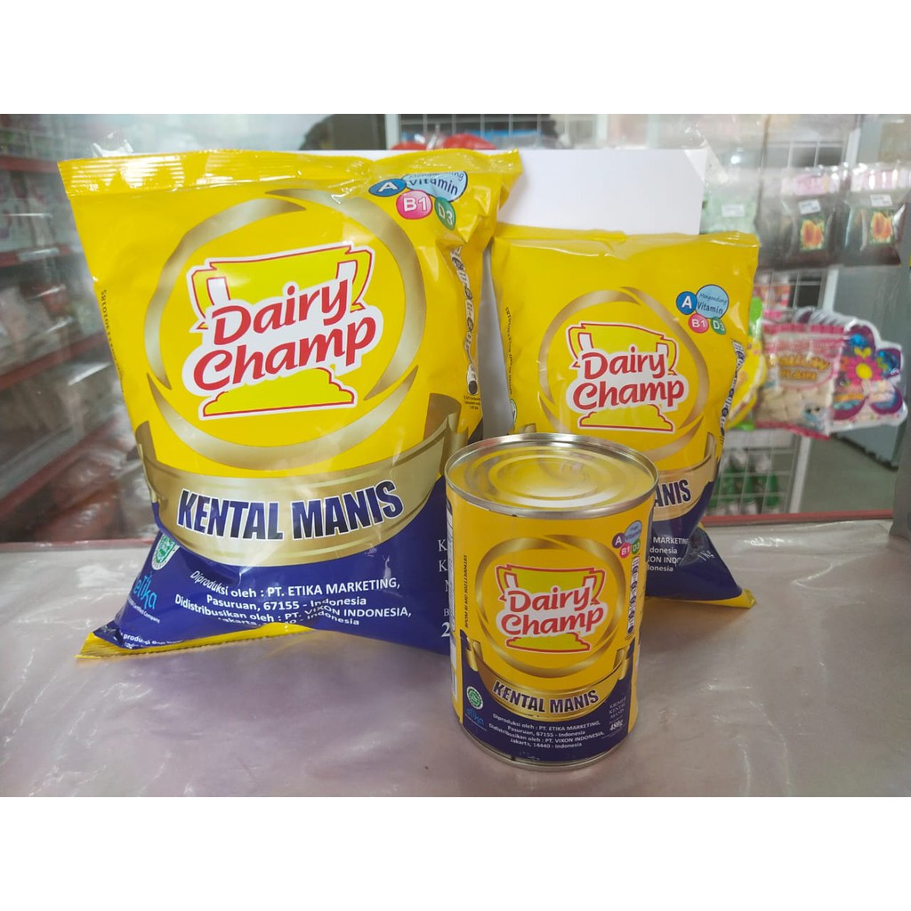 

SUSU KENTAL MANIS DAIRY CHAMP KEMASAN 1KG-450GR