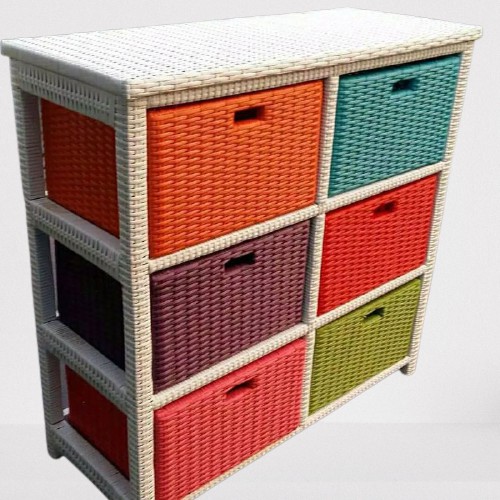 Lemari Rotan Sintetis rak laci rotan sintetis laci 6 atas