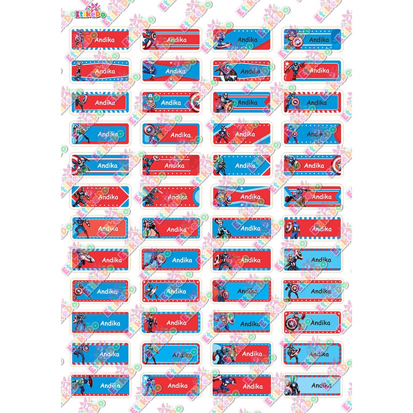 

LABEL NAMA CAPTAIN AMERICA 192 STIKER - ANTI AIR/LUNTUR -4 Nama CA1XS4