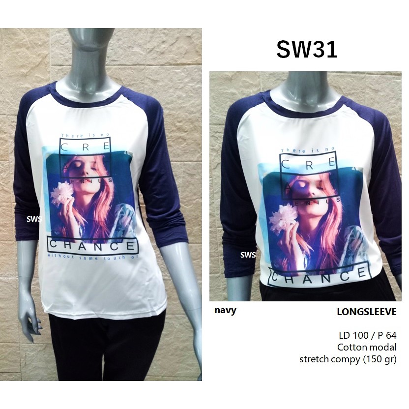 SW31 - ATASAN LONGSLEEVE WANITA LUCU IMPORT ADEM MURAH