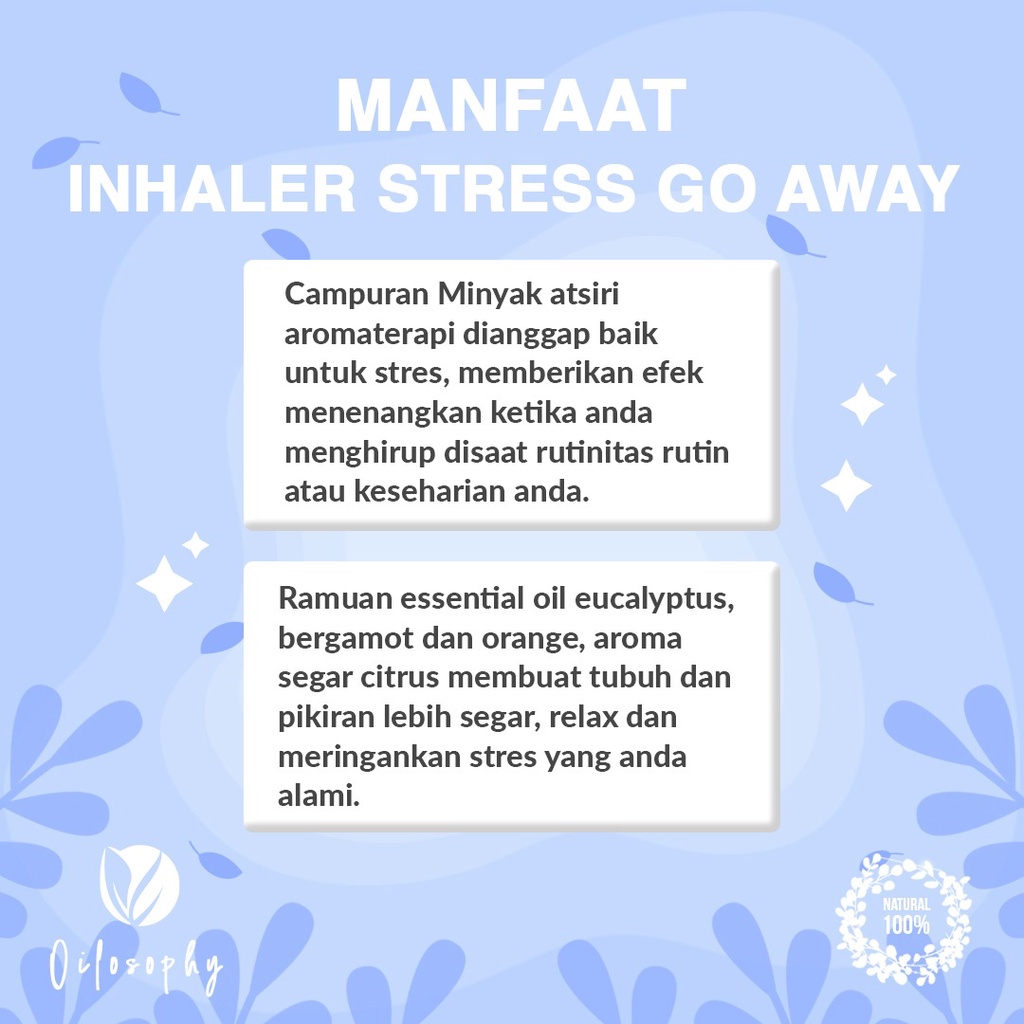 ESSENTIAL OIL INHALER INHELER ANTI STRESS DEPRESI | CEMAS | PANIK | PENENANG | HERBAL | KESEHATAN