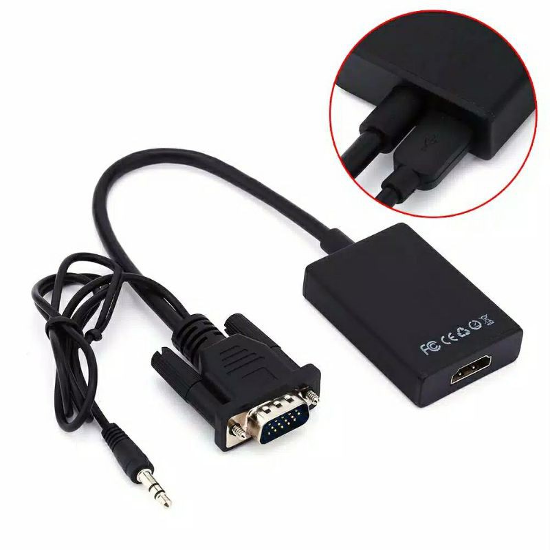 Kabel Adapter Converter VGA Male to HDMI Output 1080P HD + Audio TV AV HDTV