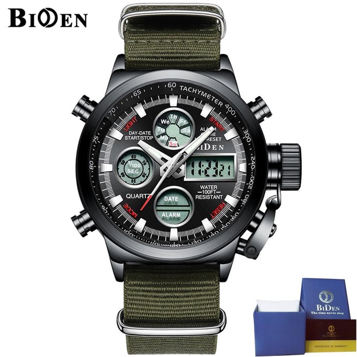 Jam Tangan BIDEN Pria sport fashion leather band waterproof jam