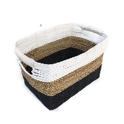 Keranjang kotak anyaman seagrass besar / keranjang laundry serbaguna / storage box